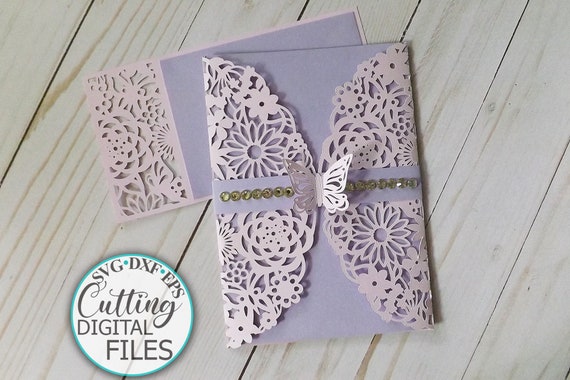 Download Rsvp Gate Fold Floral Wedding Invitation Svg Template Laser Etsy