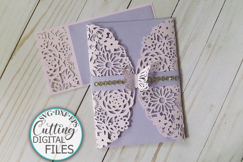 Download RSVP Gate fold floral wedding invitation svg template ...