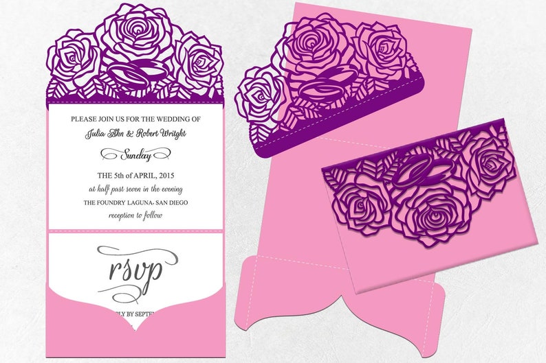 Download Trifold wedding invitation svg file Roses invitation svg | Etsy