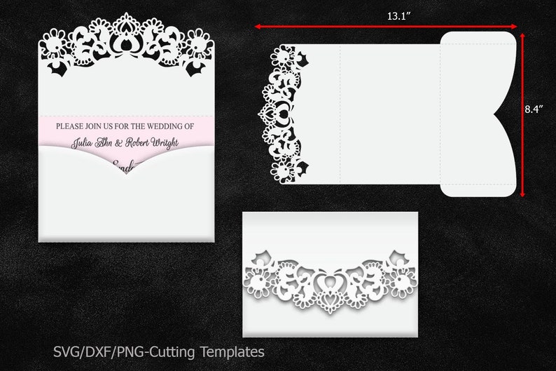 Download Pocket fold envelope wedding invitation svg cutting | Etsy