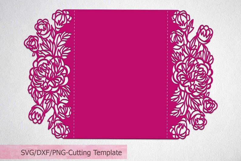 Download Gate fold weding invitation svg peonies gate fold card | Etsy
