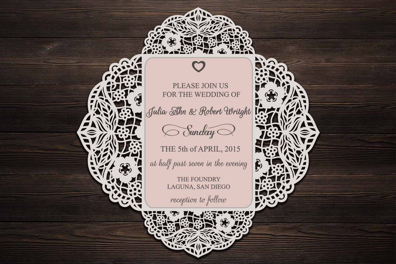 Four fold wedding invitation tri fold cricut template | Etsy