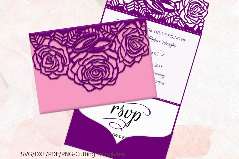 Download Trifold wedding invitation svg file Roses invitation svg ...