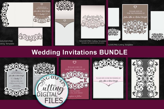Download Bundle Wedding Invitations Svg Laser Cut Templates Big Set Etsy