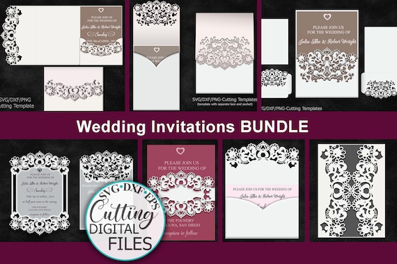 Download Bundle Wedding Invitations Svg Laser Cut Templates Big Set Etsy