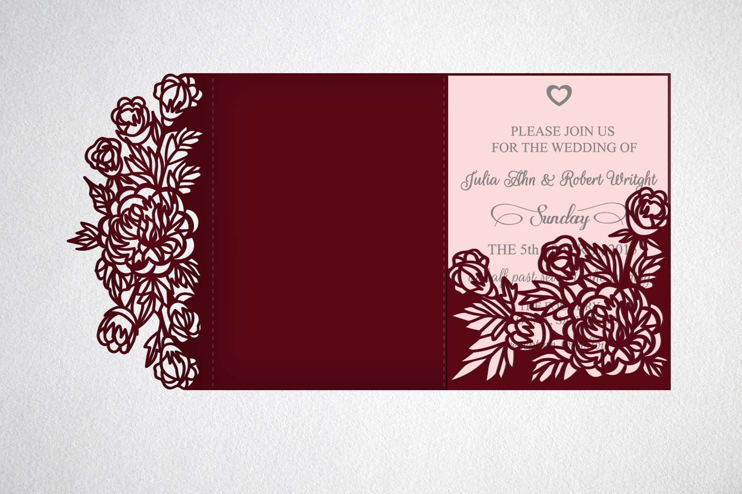 Download tri fold wedding invitation svg cricut laser cut template ...