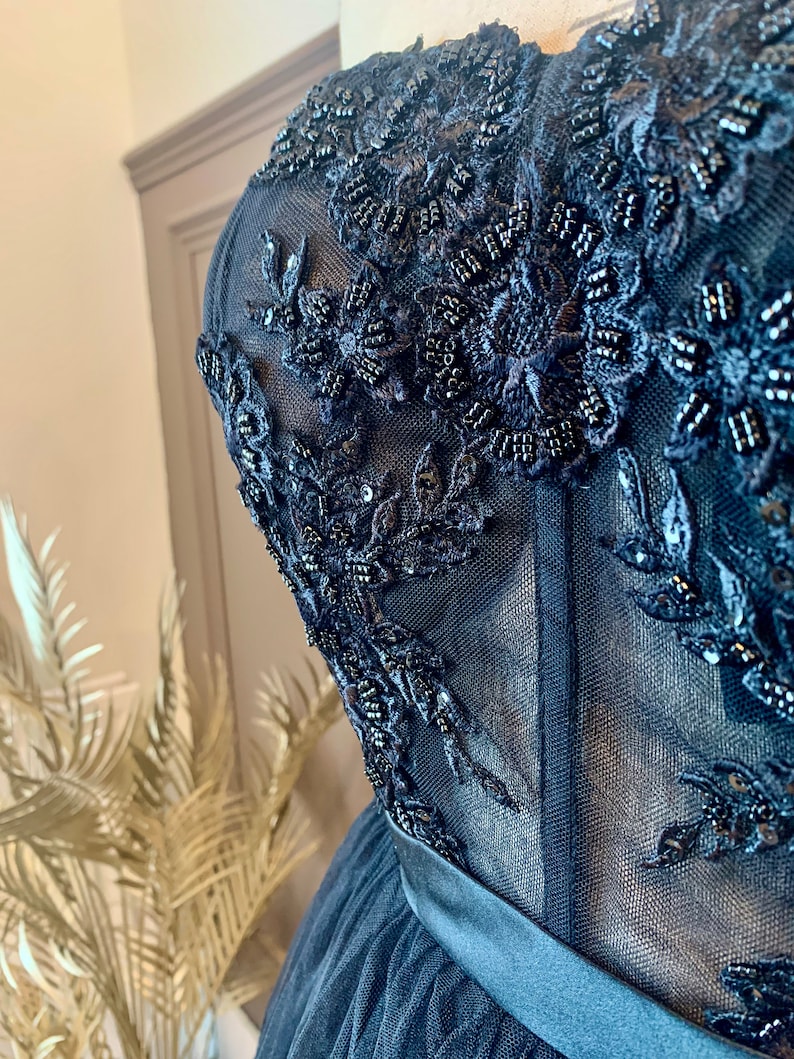 The Ezria Gown Black Tea Length Wedding Dress Etsy