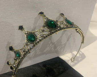 The Nova Tiara - Emerald green, black and gold tiara