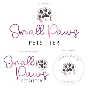 Premade Paw Logo Design, Pet Sitter Branding, Paw Logo Design, Pet Logo, Dog Logo, Logo Design, Premade Logo, Watercolor Logo, Custom Logo