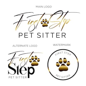 Pet Sitter Logo Design: Premade Paw Logo, Gold Accent