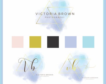 Elegant Business Logo Design, Rose Gold, Watercolor (Digital Files)