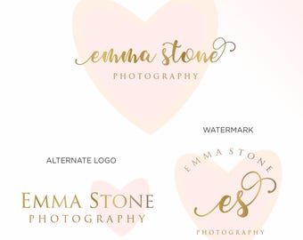 Custom Photography Logo, Watermark Design, Rose Gold Circle Logo