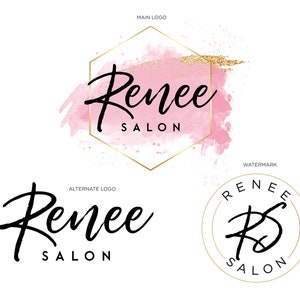 Premade Logo Design, Rose Gold Logo, Minimal Branding Package, Paint Logo, Makeup Salon Logo, Black Logo Branding Kit Modern Logo Brush Logo