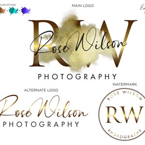 Photography Logo, Logo Design, Custom  Logo Design, Premade Logo Design, Business Logo, Rose gold Logo, Watercolor Logo, Watermark Logo