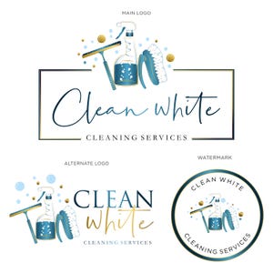 Reinigungsservice-Logo-Design, Besen-Logo, Housekeeper-Logo, vorgefertigtes Reinigung-Branding-Kit, vollständige Branding-Pakete, Büroreinigungs-Branding-Logo