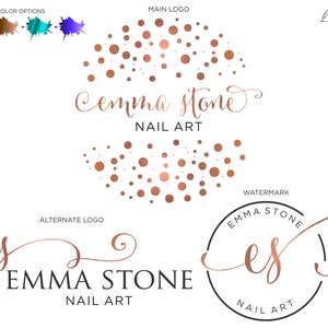Kit de marca pré-fabricado - Pacote de marca - Design de logotipo - Logotipo pré-fabricado - Design de cartão de visita - Logotipo em aquarela - Logotipo floral - Marca d'água