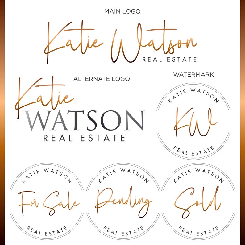 Rustic Gold Real Estate Logo Design, Realtor Branding - Etsy