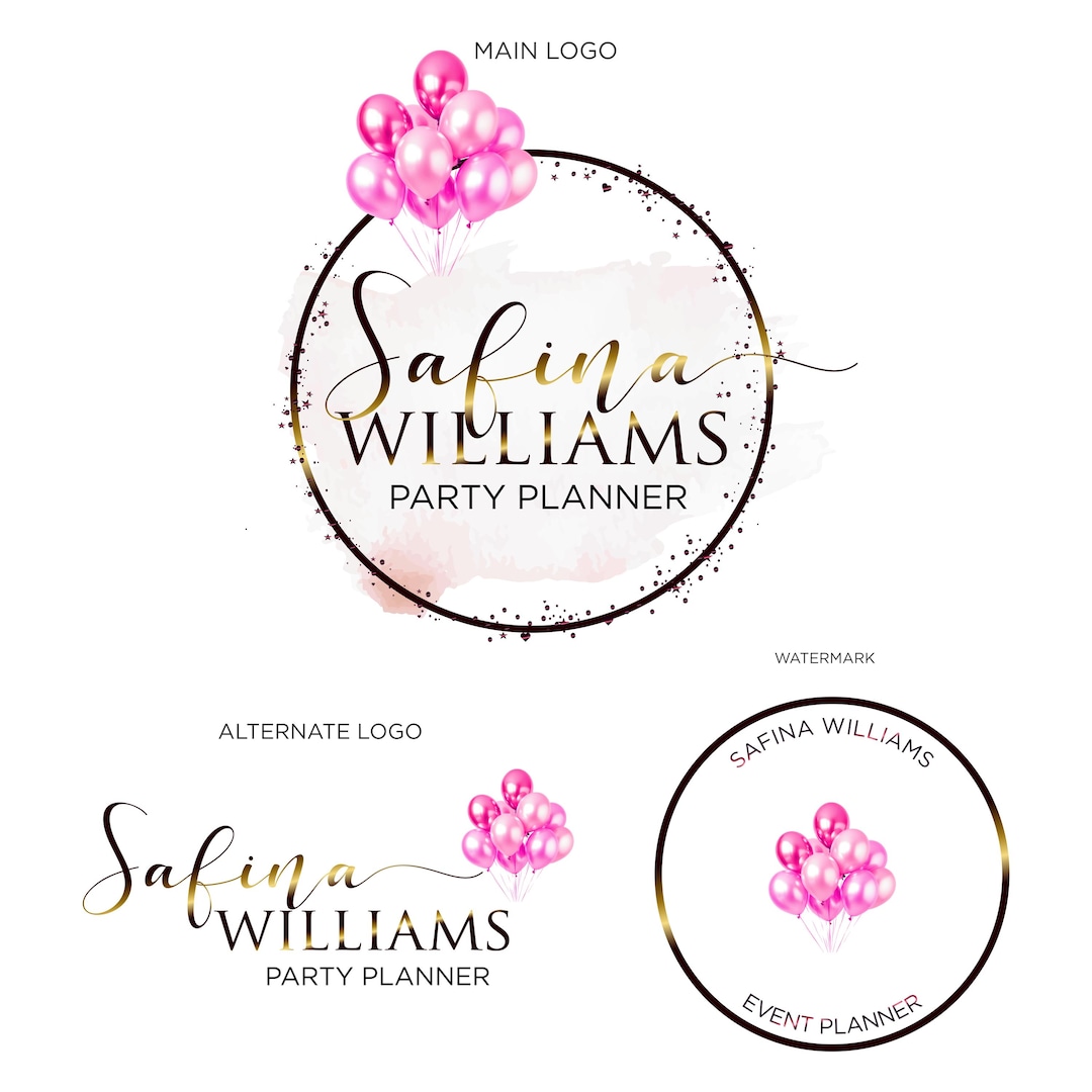 Balloon Logo Design, Party Planner Logo, Premade Festive Branding - Etsy