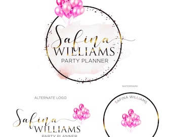 Balloon Logo Design, Party Planner Logo, Premade Festive Branding
