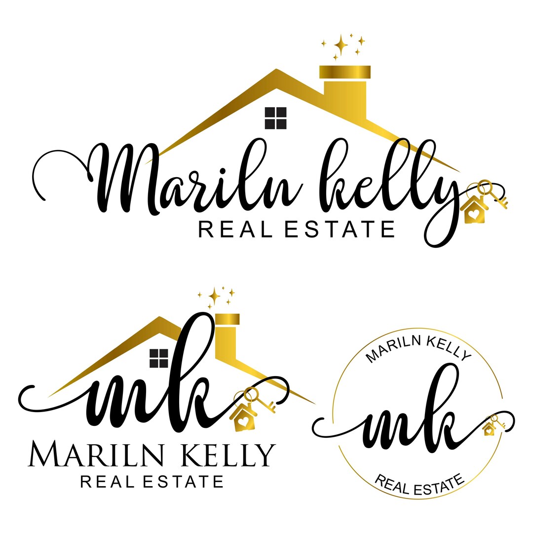 Rose Gold Real Estate Logo Design, Modern Brush Script - Etsy