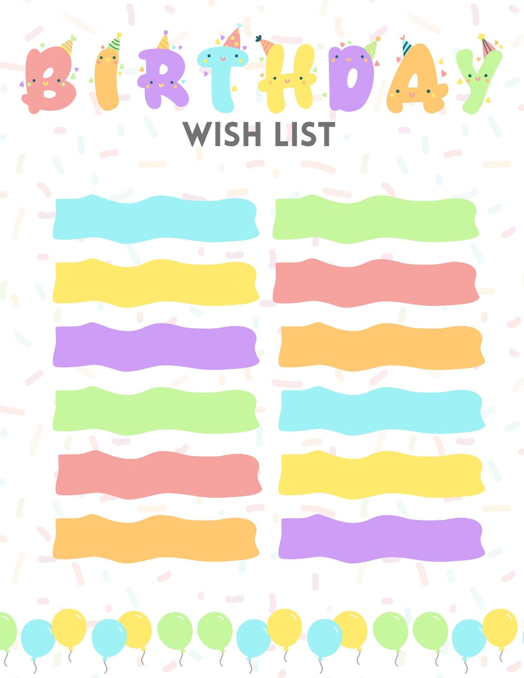 Printable Birthday Wish List - Etsy