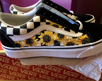 vans slip on checkerboard sunflower