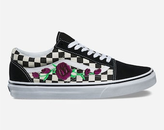 rose checkered vans