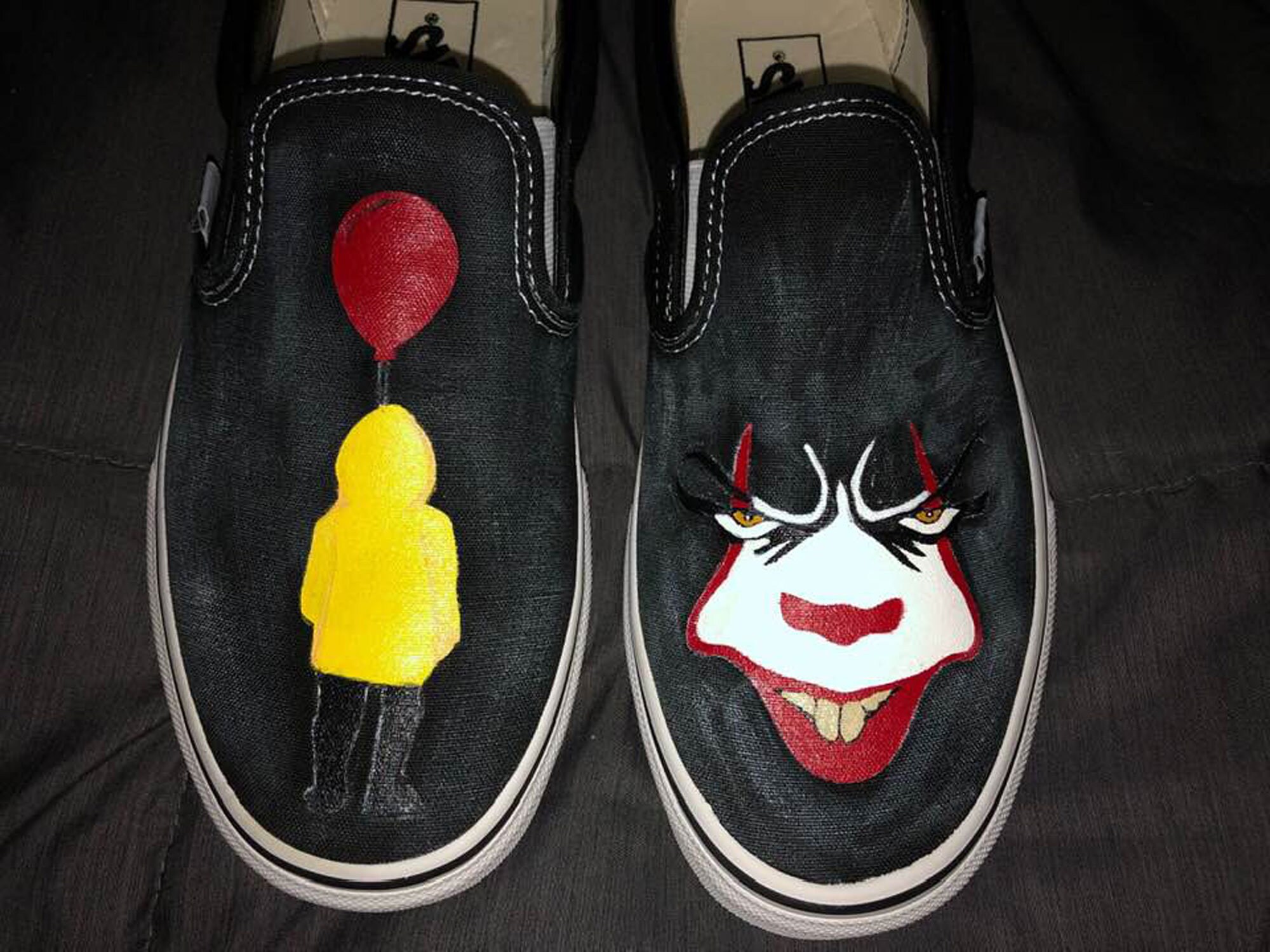 It Inspired Clown Horror Movie Custom Hand Painted Slip On Etsy