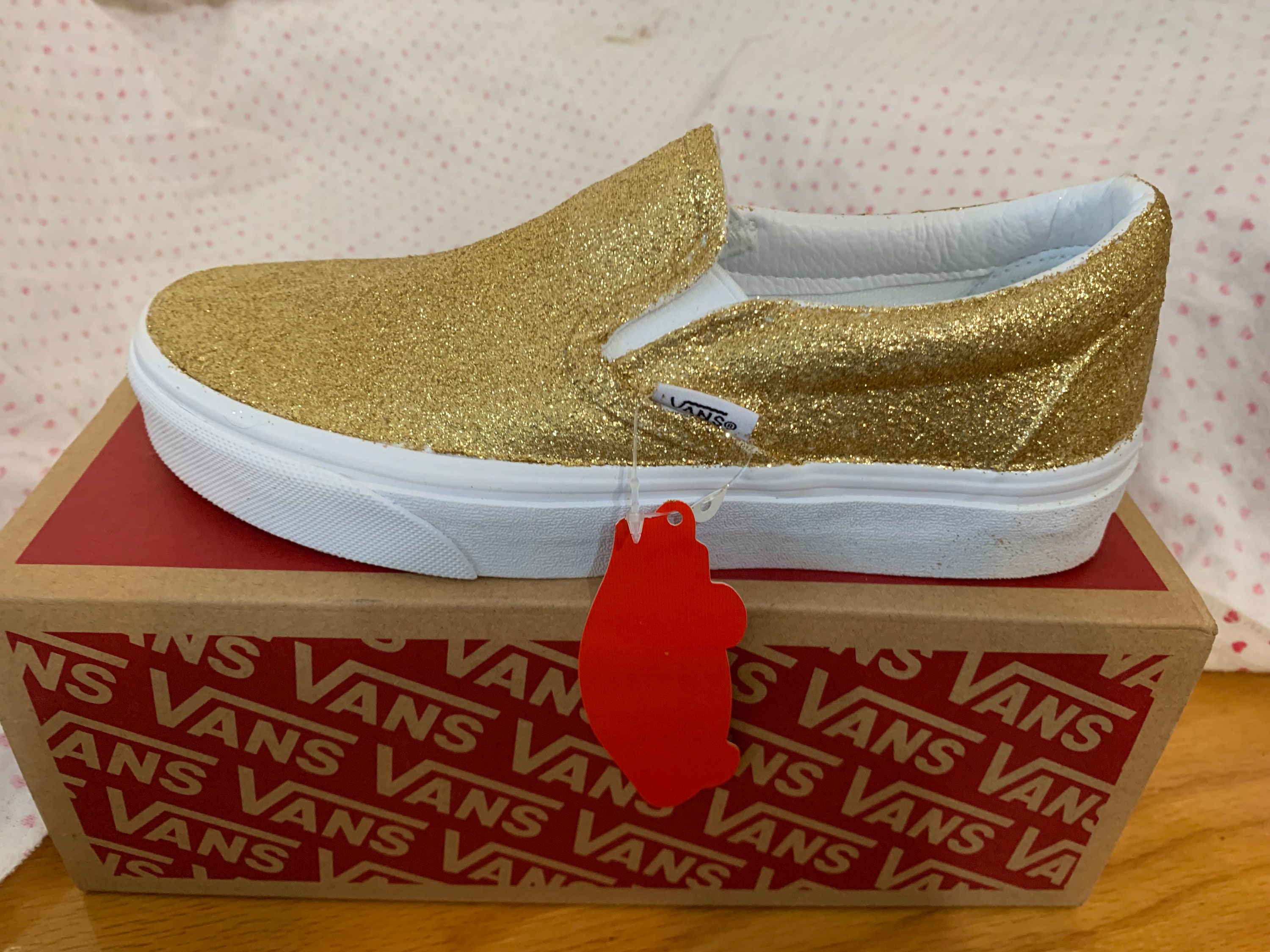 Gold glitter slip on vans Clearance