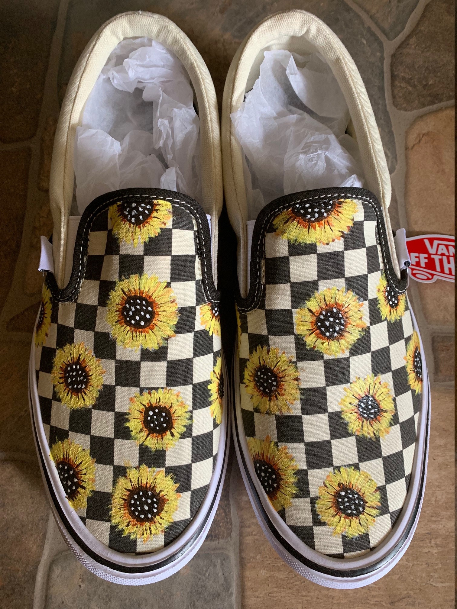 vans slip on checkerboard custom