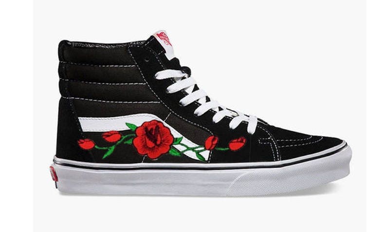 rose embroidered vans high tops