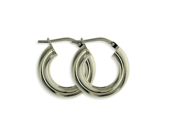 STERLING SILVER ROUND EARRINGS CREOLES POLISHED TUBE HOOP PLAIN SLEEPERS PIERCED STERLING SILVER ROUND EARRINGS CREOLES POLISHED TUBE HOOP PLAIN SLEEPERS PIERCED