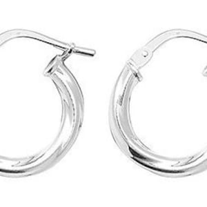Sterling Silver Hoop Earring 15mm x 2mm Round Cable Creole Candy Twist Tube Ribbon Sleepers