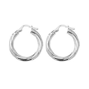 Sterling Silver Hoop Earrings 20x3mm Round Creoles Candy Twisted Ribbon Tubes Sleepers Gift Box