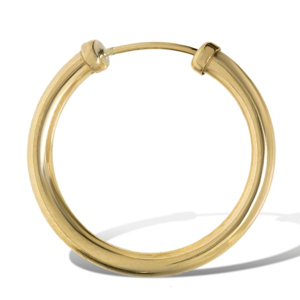 9CT Gold Single Hoop Earrings Mens Capped Round Plain Tube Creole Sleeprs Gift Box