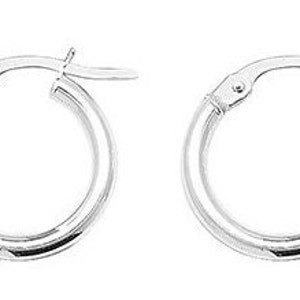 Sterling Silver Hoop Earrings 15mm x 2mm Round Polished Plain Tube Creoles 925 Gift Box