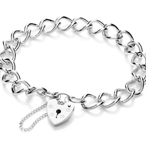 Charm Armband 19,6 cm Damen flach rund Panzer mit Schrauben Muster Vorhängeschloss Sicherheit Kette Geschenk Bo
