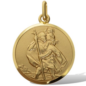9CT Gold Saint Christopher Free Engraving St Chris Pendant Ingot Tag Charm Medal Free Gift Box
