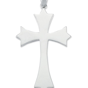 Serling Silver Cross Crucifix 58x28mm Flat Flared Maltese Gothic Cross Pendant Gift Box