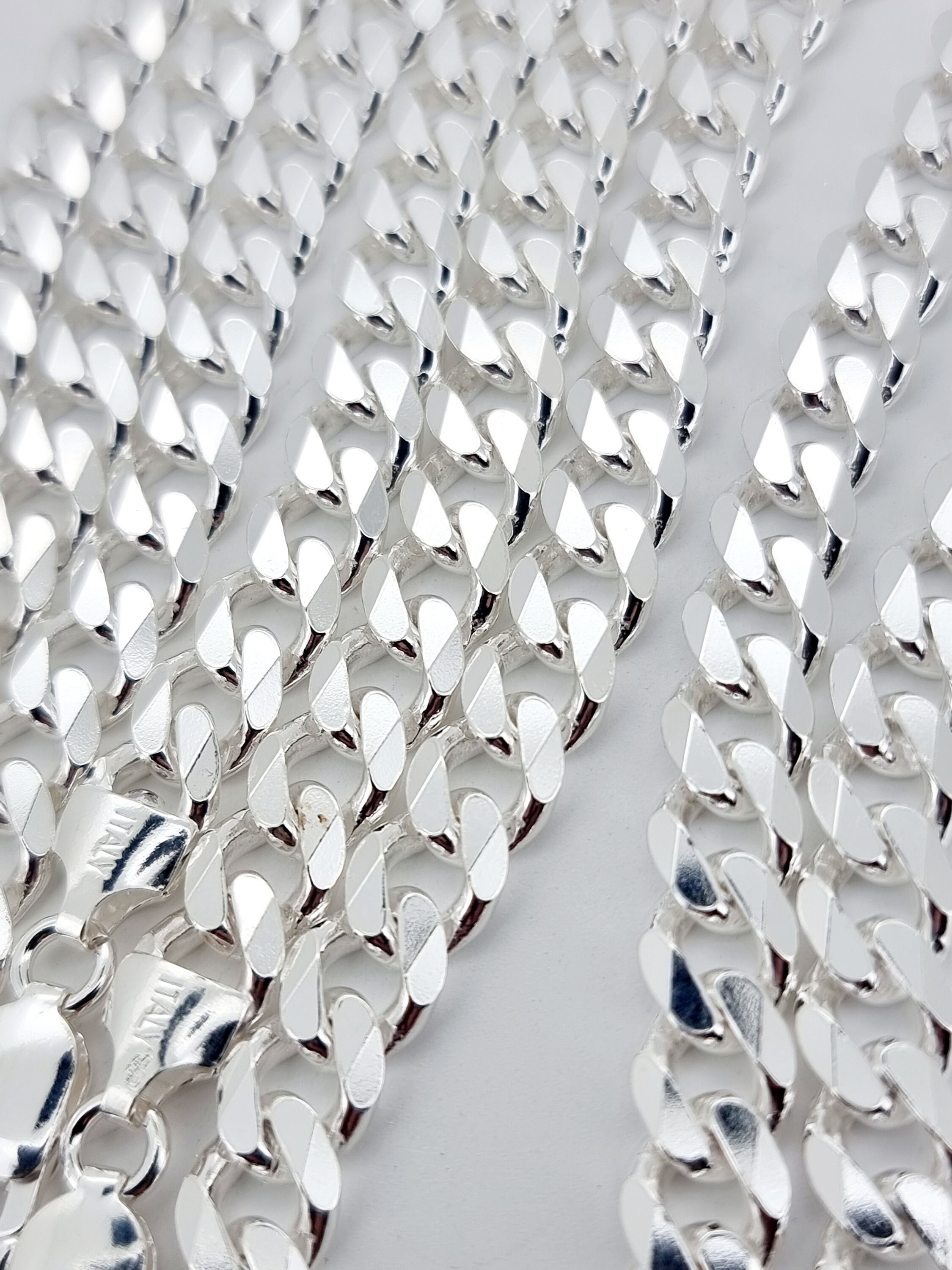 Sterling Silver Diamond Cut Curb Chain Necklace – 925 Italy – Multiple Lengths (16-30 Inches)