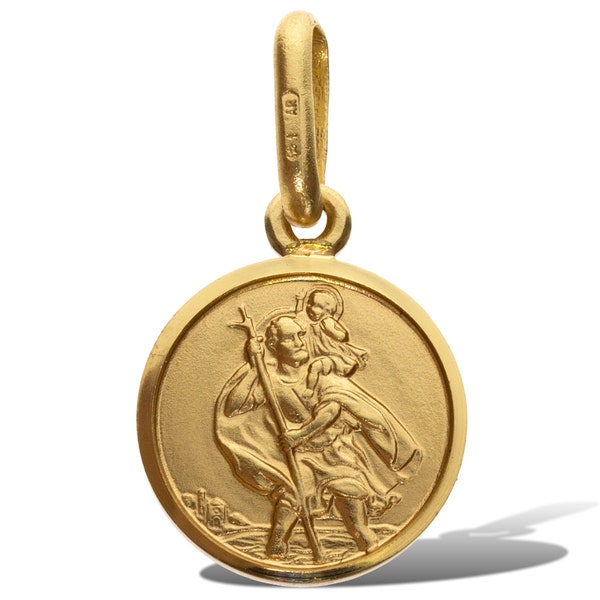 9CT Gold Saint Christopher Free Engraving St Chris Pendant Charm Medal Free Gift Box