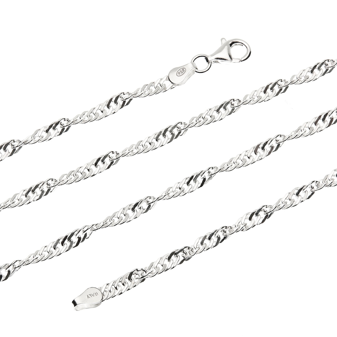 9ct Yellow Gold On Silver Double Curb Chain – 3.5mm – Italian Made – UK Hallmarked – Choose 16-24 Inch