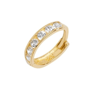9CT Gold Hoop Earring Single Cartilage Helix Cuff Cubic Zirconia Single CZ Earring 8.5mm Cartilage Pin Gift Box