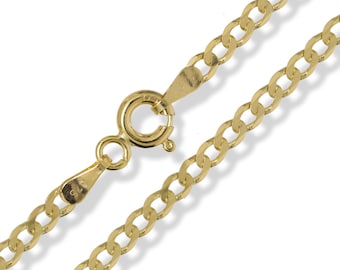 May include: A gold curb chain necklace with a lobster clasp closure.