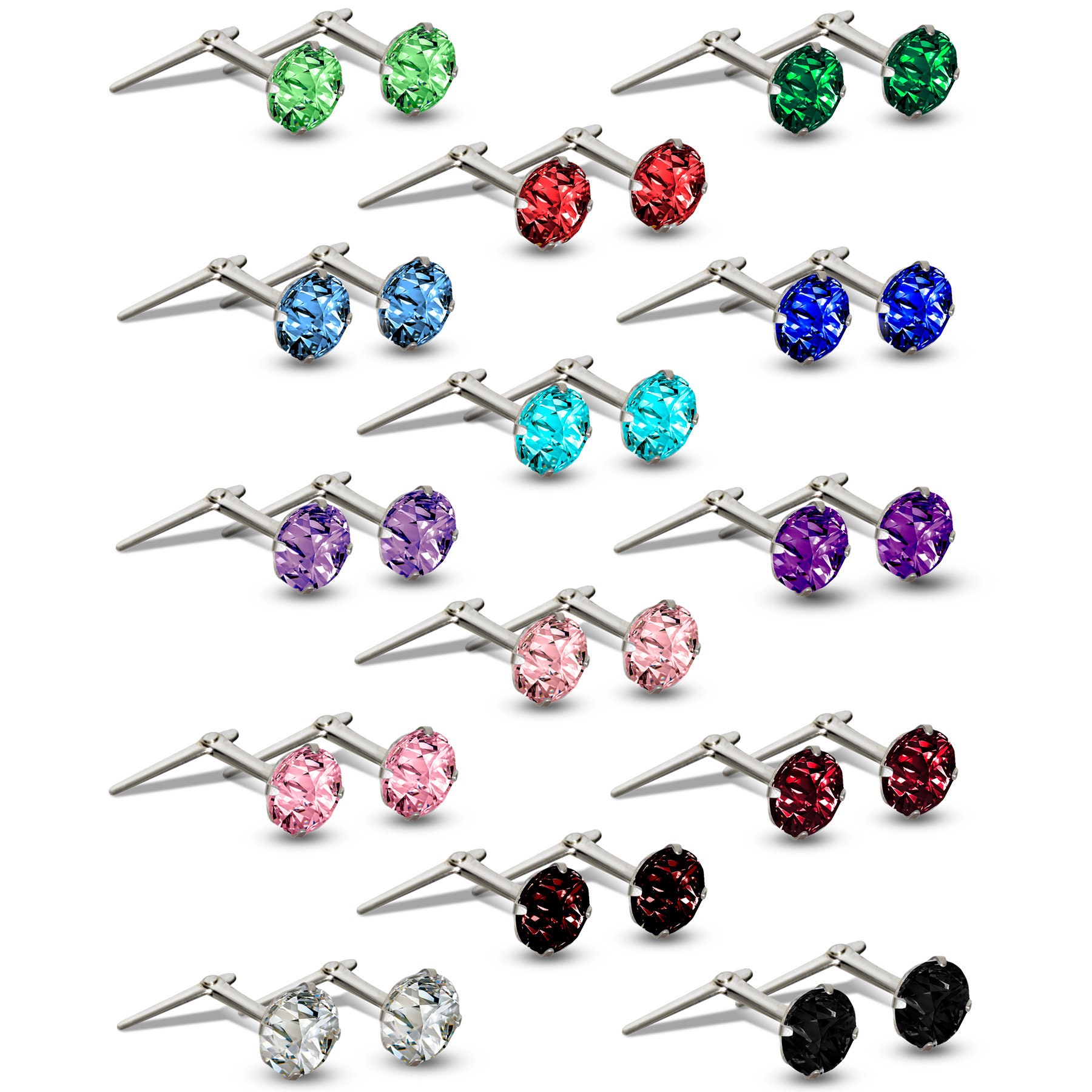 STERLING SILVER ANDRALOK STUDS 5.0MM WHITE COLOUR CUBIC ZIRCONIA ROUND EARRINGS STERLING SILVER ANDRALOK STUDS 5.0MM WHITE COLOUR CUBIC ZIRCONIA ROUND EARRINGS