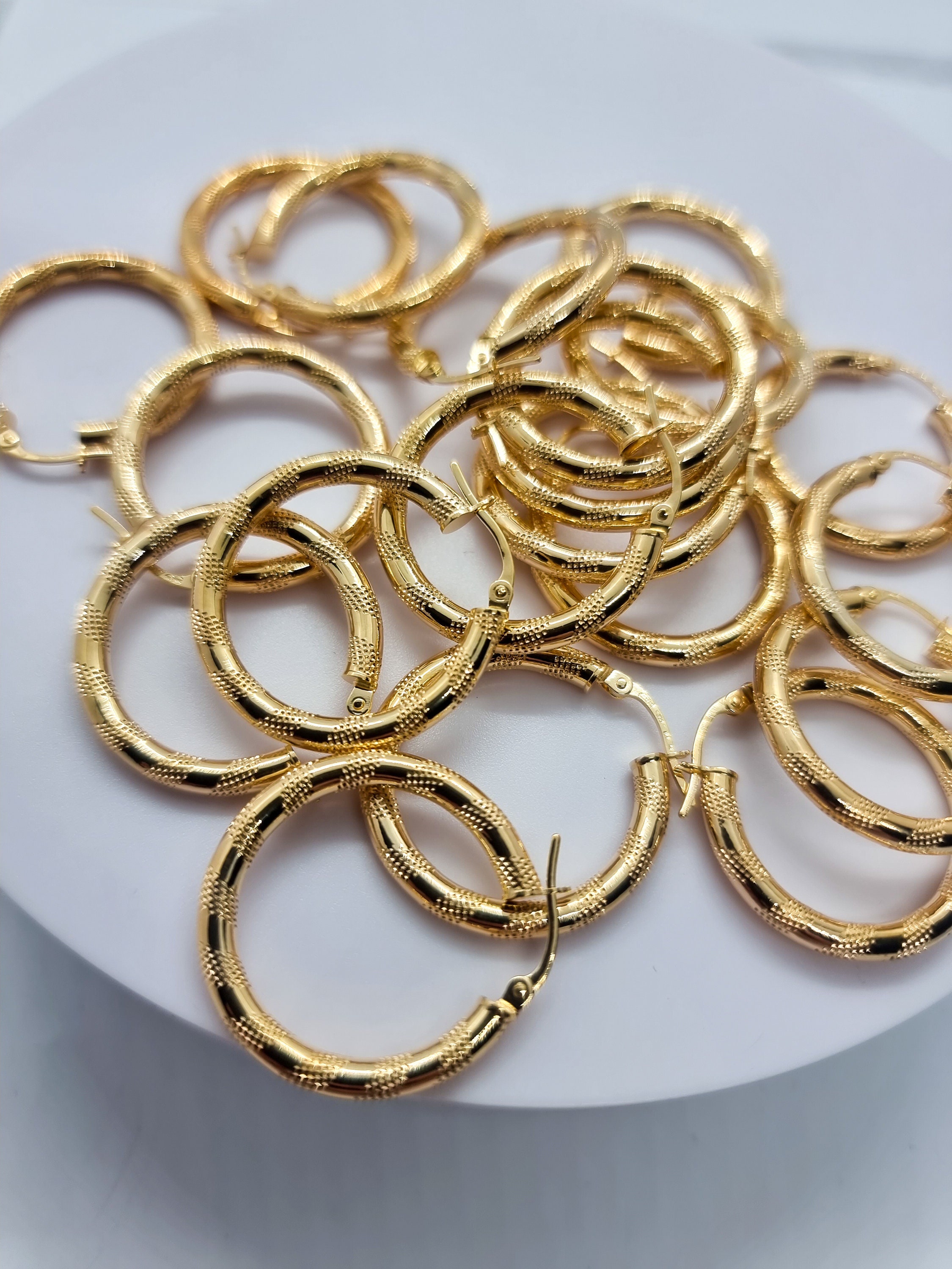 Orecchini A Cerchio In Oro 9 Carati, 22 Mm, Ovali, Stile Zingaro