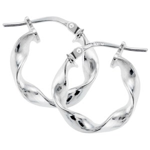 Sterling Silver Hoop Earrings 2mm Ribbon Creole Candy Twist Tube Round Plain Sleepers Gift Box