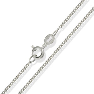 Sterling Silver Fine Curb Chain 1.1mm 16" 18" 20" Pendant Chain Necklace Gift Box