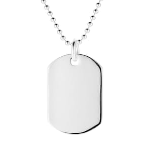Sterling Silver Dog Tags Engraving Option Large Barrel Charm Pendant Military ID Ingot 30x20 mm Free Gift Box Option 18 20 22 24 Bead Chain