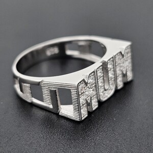 Sterling  Silver Mum Rings Cubic Zirconia CZ Polished Scroll Mothers Day Gift Box